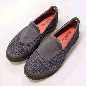 Skechers Goga Max Blue Charcoal Comfort Slip-on Walking Shoes Size 8W SN 14148W